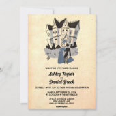  oude stijl Rustic Couple 50s Retro Wedding Kaart (Voorkant)