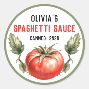 Oude stijl spaghetti saus inmaken ronde sticker