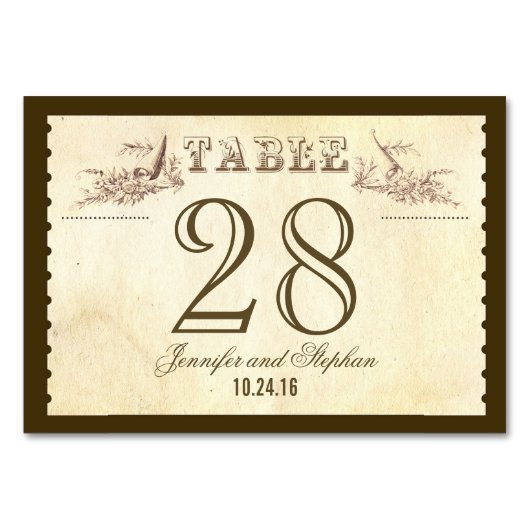 Oude  stijl Tafel Nummer Kaart Plaats kaarten (Voorkant)