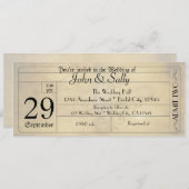 Oude Stijl Ticket Trouwuitnodiging Kaart (Voorkant / Achterkant)