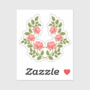 Oude Stof Roze Rozen Bloempatroon - Romantisch Sticker