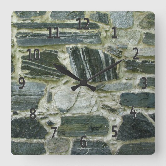 Oude Stone Wall Vierkante Klok (Voorkant)