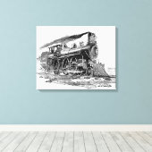 Oude stoomlocomotief canvas afdruk (Insitu (Houten vloer))