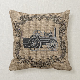 Oude stoomlocomotief jute kussen