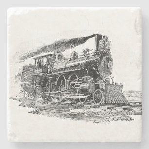 Oude stoomlocomotief stenen onderzetter