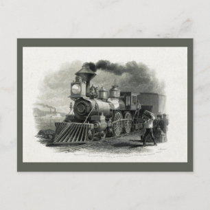Oude stoomlocomotief trein briefkaart