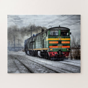 Oude stoomlocomotief trein foto legpuzzel
