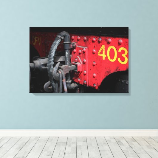 Oude stoomtrain Le Mastrou 403 stoommotorcanvas Canvas Afdruk (Insitu (Houten vloer))