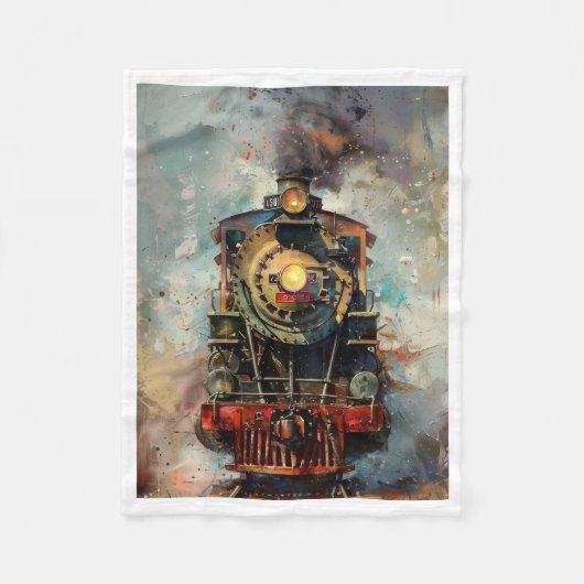 Oude Stoomtrein Dekbed Fleece Deken (Voorkant)