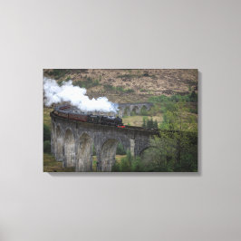 Oude stoomtrein op Glenfinnan Viaduct Canvas Afdruk