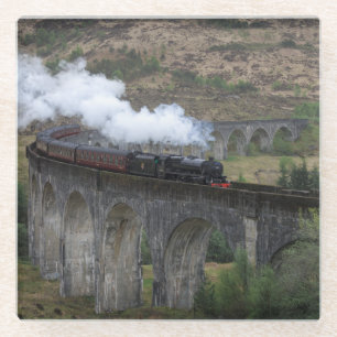 Oude stoomtrein op Glenfinnan Viaduct Glazen Onderzetter