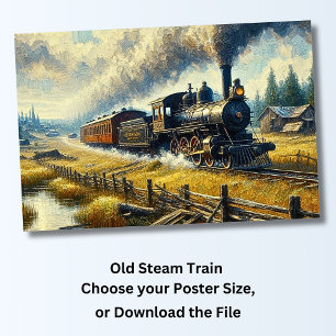 Oude stoomtrein poster