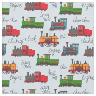 Oude stoomtreinen Klickety Clack Choo Puff Baby Stof