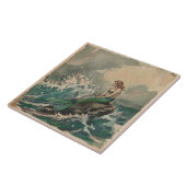 Oude stormachtige zee met zeemeermin  tegeltje (Zijkant)