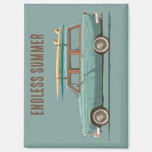 Oude Surf Wagon – Retro Strandauto Magneet
