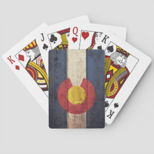 Oude tapekaarten van de vlag van Wooden Colorado Pokerkaarten