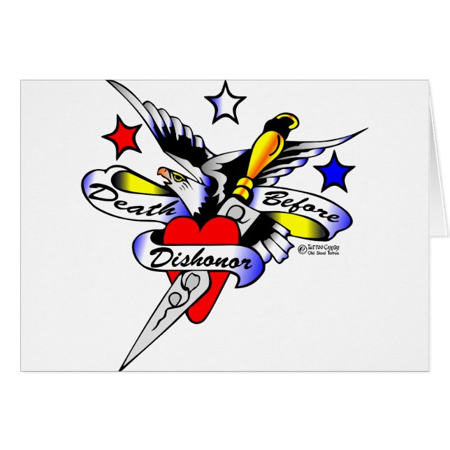 Oude Tattoo Eagle Dagger & Heart (Voorkant Horizontaal)