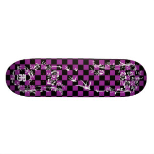 Oude Tattoo Schachbrett - Paars & Zwart Skateboard