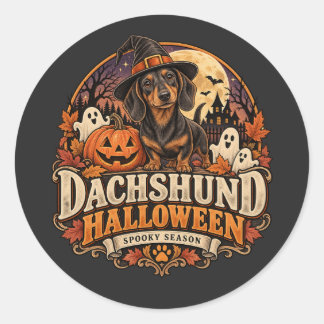 Oude Teckel Halloween Ronde Sticker