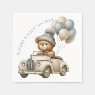 Oude teddybeer-autobabyfeestservet servet
