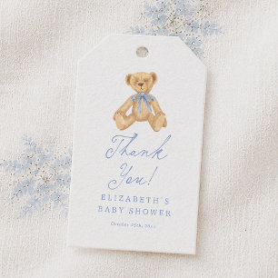 Oude teddybeer babyshower bedankt cadeaulabel
