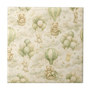 Oude Teddybeer-hete-luchtballon-wolkenpatroon Tegeltje