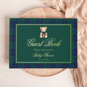 Oude teddybeer Klassieke ruit Baby Shower Gastenboek