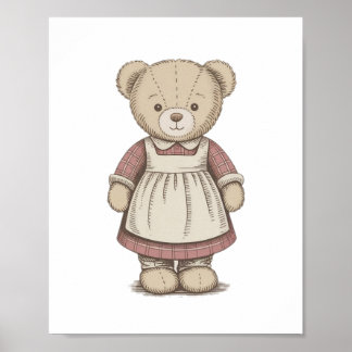 Oude teddybeerposter, Mooie kinderkamer muurdecora Poster