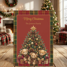 Oude Teddyberen Kerstboom Tartan Schotland