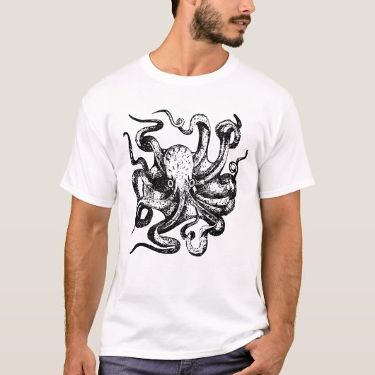 Oude tekening van octopus t-shirt (Voorkant)