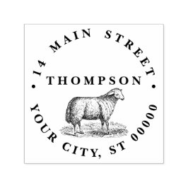 Oude tekening van schapen, vrouwelijke schapen, bo  zelfinktende stempel