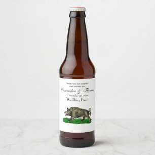 Oude tekening van wild zwijn BW #3C Bier Etiket