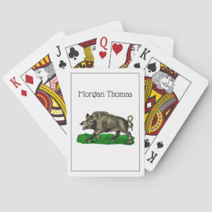 Oude tekening van wild zwijn BW #3C Pokerkaarten