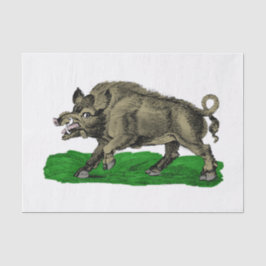 Oude tekening van wild zwijn zwart-wit #3C Tissuepapier