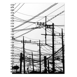 Oude telefoon- en elektriciteitsleidingen notitieboek