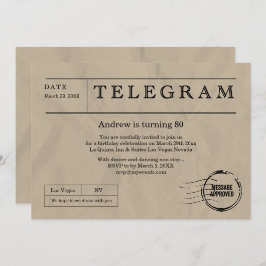 Oude Telegram Kaart (Voorkant / Achterkant)