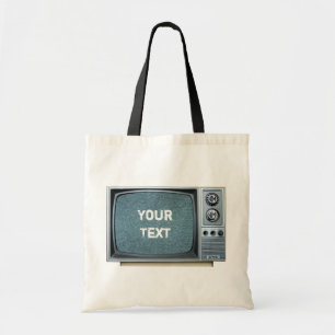 Oude televisie met statisch scherm tote bag