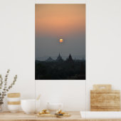 Oude tempels bij zonsondergang - Bagan, Myanmar Poster (Keuken)