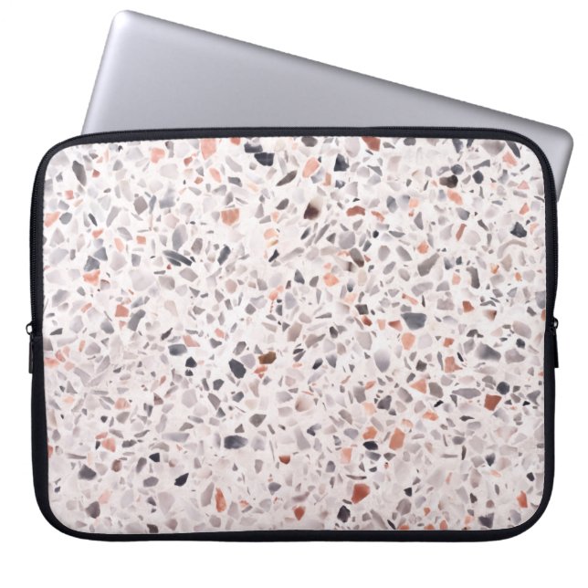 Oude terrazzo textuur, belemmeringspatroon. laptop sleeve (Voorkant)