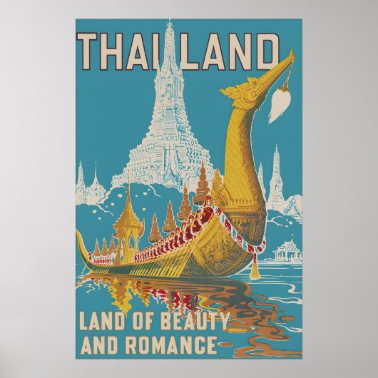 Oude Thaise Reisposterprint, Siam Tempel Poster (Voorkant)