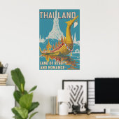 Oude Thaise Reisposterprint, Siam Tempel Poster (Thuiskantoor)