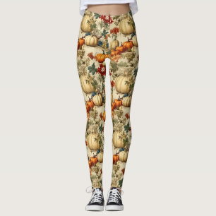 Oude Thanksgiving Pompoen Bloemenoogst Leggings
