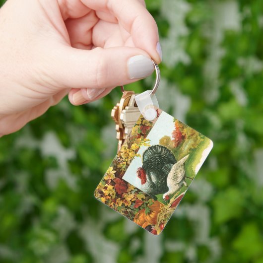 Oude Thanksgiving, wilde kalkoenen herfstkleuren Sleutelhanger (Hand)