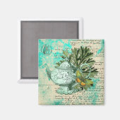 Oude theepot & Ephemera Collage Magneet (Voorkant / Achterkant)