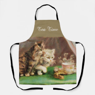 Oude theetijd katten aangepast schort