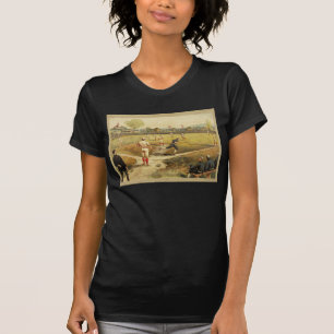 Oude tijd honkbalspel in 1887 t-shirt