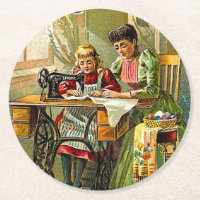 Oude tijd Zanger Naaimachine Moeder en Dochter