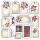 Oude Tijdelijke Poinsettia Kerststickersheet Sticker (Voorkant)