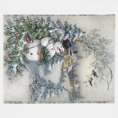 OUDE TIJDSCHRISTMAS-SCENE FLEECE DEKEN (Voorkant (Horizontaal))