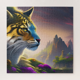 Oude Tijger Bekijkt zijn koninkrijk, Paarse Bloeme Legpuzzel